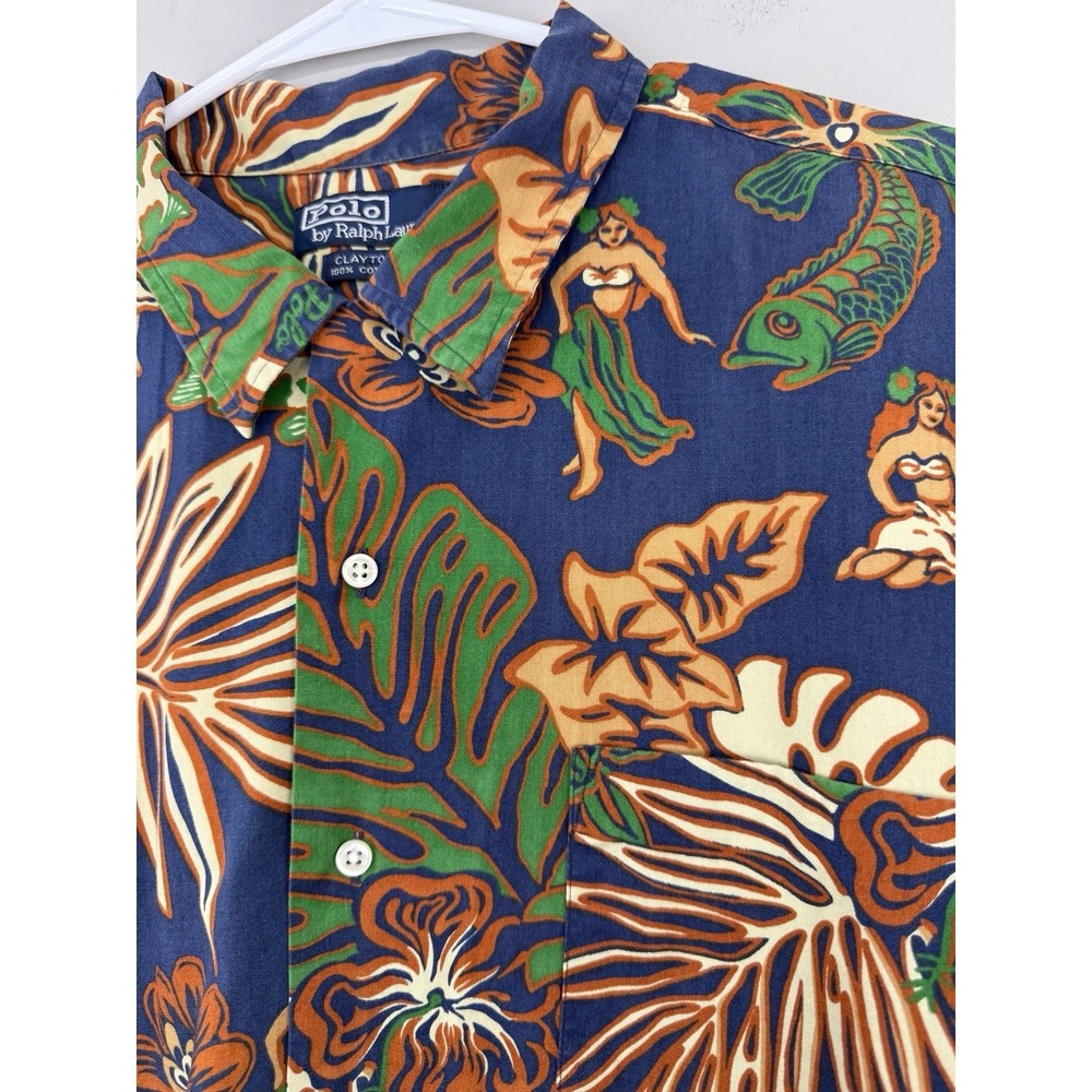Vtg Polo Ralph Lauren Clayton Shirt Men's XL Hawaiian Koi Fish Hula Floral